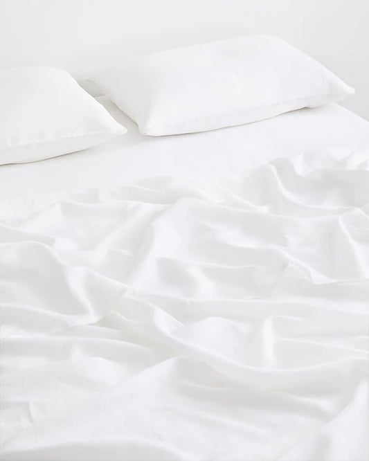 Bed Threads - Linen Pillowcases - 100% French Flax Linen - Luxury & Eco-Friendly - Breathable, Natural & Soft - Envelope Opening - Machine Washable - King Size - 40” x 20” - Set of 2 - White