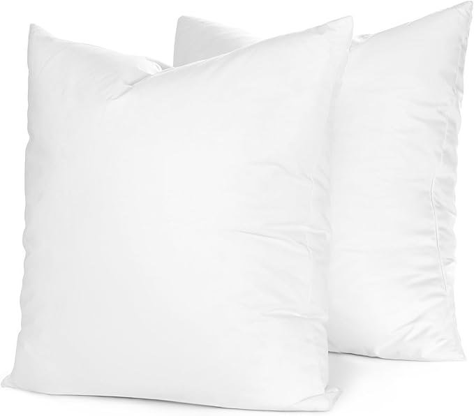 Continental Bedding | 10/90 Down and Feather Throw Pillow Insert | 100% Cotton 250TC Shell | Medium Loft Decorative Cushion | 16x16 | 2 Pack