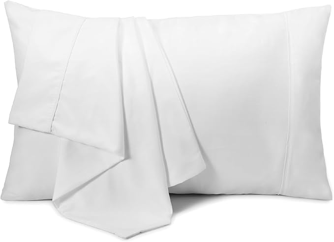LuxClub Collection Pillowcases 10 Pack - Eco Friendly Wrinkle Free Cooling Pillow Cases with Satin Trim - Machine Washable Hotel Bedding Silky Soft - White King