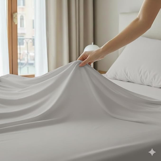 100% Cotton Flat Top Sheet Only - T-Shirt Fabric Jersey Knit - Extra Soft - Wrinkle Free - Machine Washable - Easy Fit - Breathable - Comfy (Gray, Full)