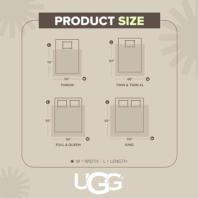 UGG Coco King Fleece Blanket for Bed – Luxury Cozy Room Decor, Soft Warm Heavy Blankets for Winter Bedding & White Christmas Decor, Gifts for Teens and Women, 110" x 92"