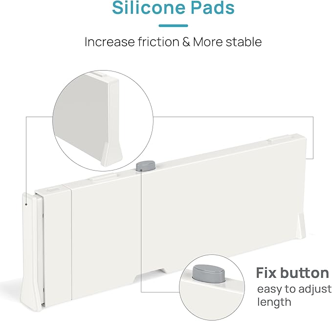 Vtopmart 12 Pack Drawer Dividers for Clothes, 4" High 11.3"-17" Adjustable Expandable Dresser Drawer Organizer, Plastic Drawers Separator for Dresser, Baby Clothes, Underwear, Kitchen & Office Storage