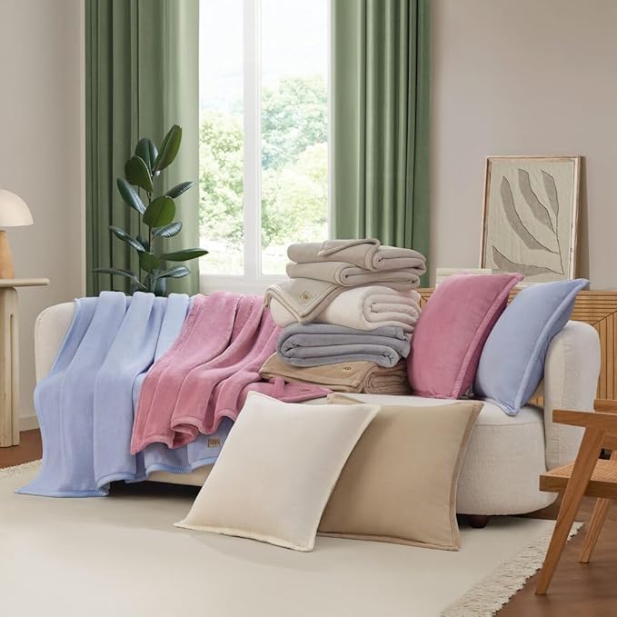 UGG Coco Plush Throw Blanket – Cozy Soft Fleece Blanket for Couch, Bed or Chair, Housewarming Gift for Women, Bedroom or Living Room Decor, Lightweight Bedding, 50" x 70" (Misty Wisteria, Throw)