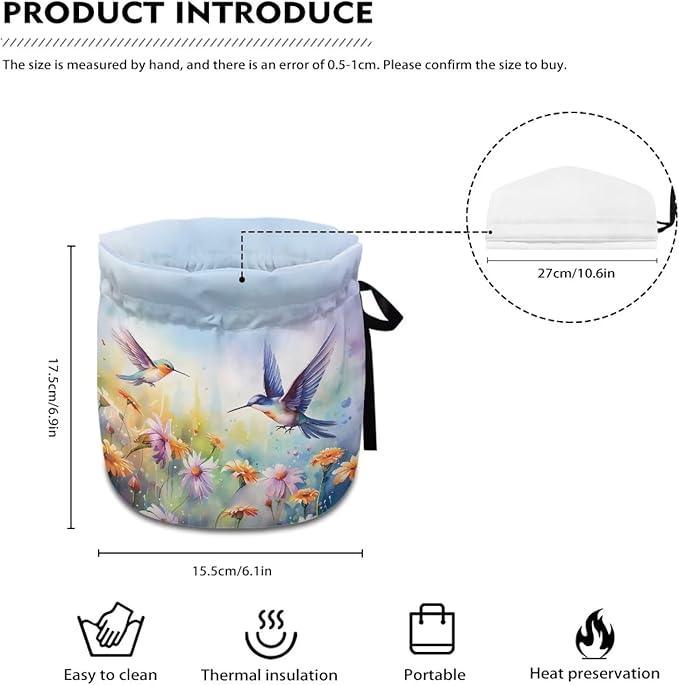 Generic Floral Hummingbird Tea Pot Cosy Cotton Tea Cozy for Teapot Cover Insulated Tea Pots Keep Warm Both Replacement Kettle Cover Dust Cover Breakfast Warmer for Home Kitchen Decoratives