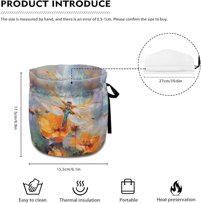 Dragonfly Floral Tea Pot Tea Kettle Decorative Cover Durable Insulated Dustproof Bag Heat-Insulating Preventing Burns Dirt-Resistant Moving Teapot Protection Set Kitchen Accessories