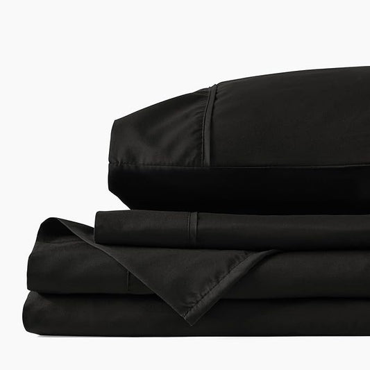 PeachSkinSheets Midnight Black Sheet Set - 1500tc Level of Softness - Extra Soft Cooling Sheets for Hot Sleepers and Night Sweats - Regular King Size