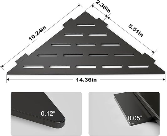 Peaktrivol Corner Shower Caddy Shelf, Recessed Built-in Bathroom Storage for Tiled 90° Walls, Matte Black 304 Stainless Steel, Set of 2