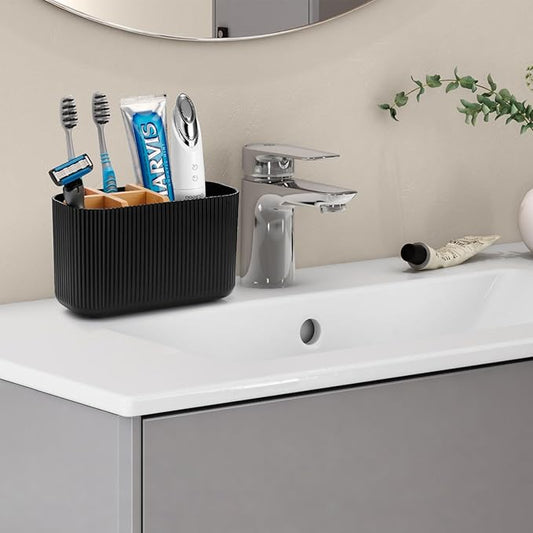 GFWARE Black Toothbrush Holder - Bamboo Toothbrush Holders for Bathrooms Electric Toothbrush Holder Organizer Kids Toothbrush Holders for Bathrooms Countertop