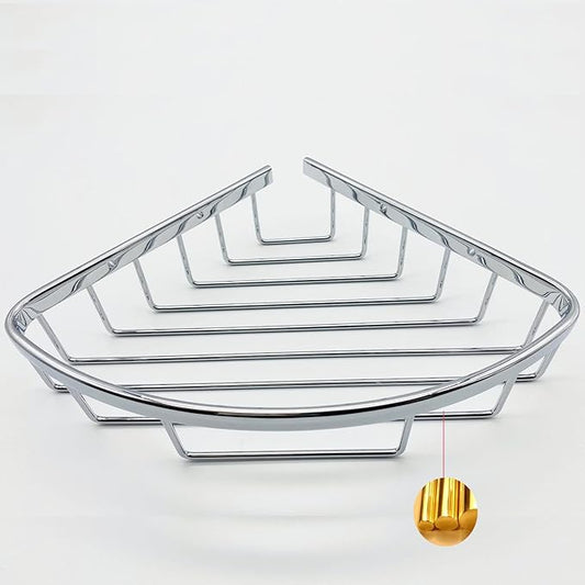 BACOMOLOR Classic Shower Corner Basket For Bathroom Shampoo Soap Holder Brass Material Polished Chrome