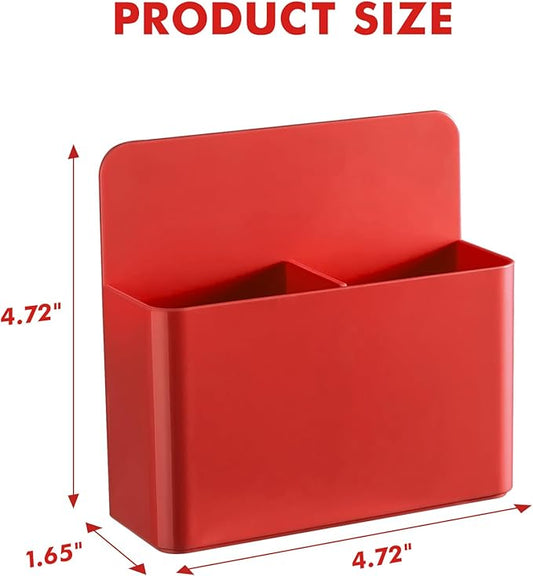 BEYGORM 2 Pack Plastic Magnetic Pen Holder for Refrigerator, Dry Erase Marker Holder for Whiteboard,Magnet School Locker Organizer Accessories, Pencil Cup, Pen Caddy, Classroom Organization(Red)