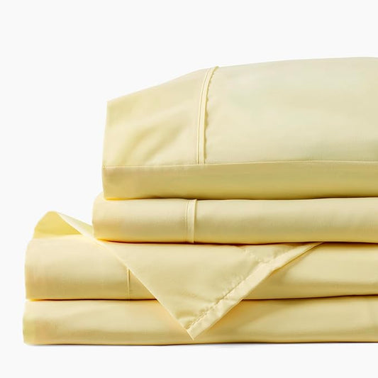 PeachSkinSheets Buttercream Yellow Sheet Set - 1500tc Level of Softness - Extra Soft Cooling Sheets for Hot Sleepers and Night Sweats - California King Size