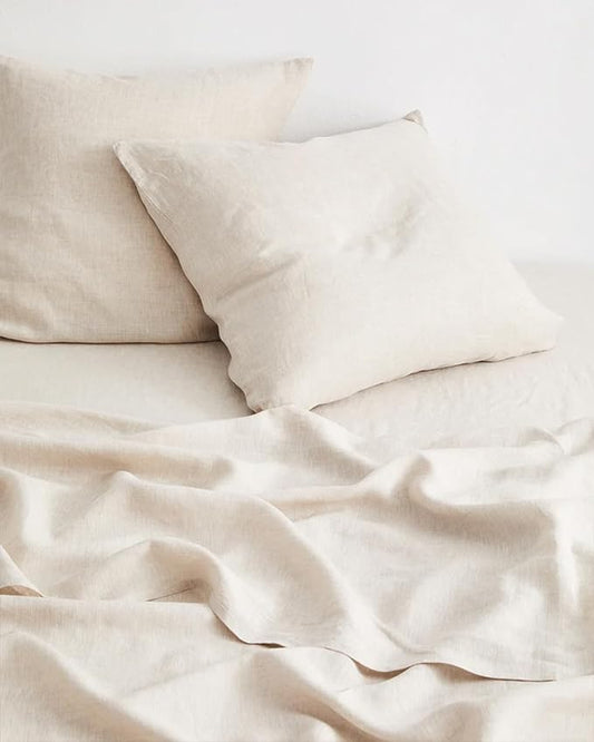 Bed Threads - Linen Pillowcases - 100% French Flax Linen - Luxury & Eco-Friendly - Breathable, Natural & Soft - Envelope Opening - Machine Washable - European Size - 26” x 26” - Set of 2 - Oatmeal