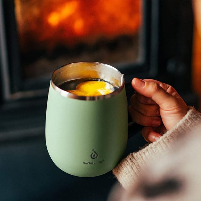 Ideus 16 oz Insulated Coffee Mug with Handle and Lid, Double Wall Stainless Steel Vacuum Thermal Coffee Mug, Travel Coffee Cup Thermal Cup for Home and Office, Sakura Pink