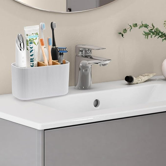 GFWARE White Toothbrush Holder - Bamboo Toothbrush Holders for Bathrooms Electric Toothbrush Holder Organizer Kids Toothbrush Holders for Bathrooms Countertop