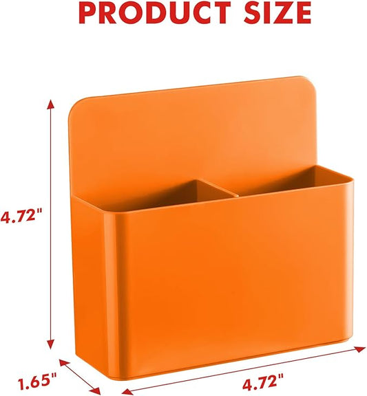 BEYGORM 2 Pack Plastic Magnetic Pen Holder for Refrigerator, Dry Erase Marker Holder for Whiteboard,Magnet School Locker Organizer Accessories, Pencil Cup, Pen Caddy, Classroom Organization(Orange)
