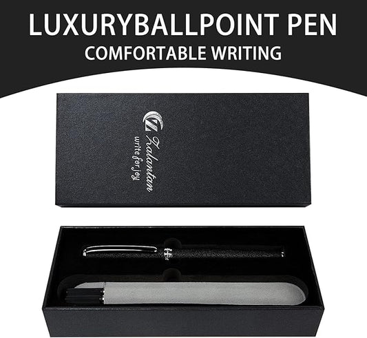 Nice pens,luxury pen with cace,fancy pens Ballpoint Pen Smooth writing experience stylish design effortless writing executive pen-Gift Box with 0.5mm Black 2 Extra Refill (Black)
