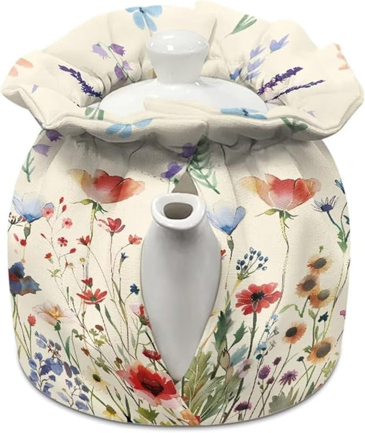 Generic Playful Floral Tea Pot Cozies Shock and Drop Protection for Teapots Tea Kettle Cover Tea Pot Sleeve Kitchen Home Decorative Tea Pots Cozy with Insulation Pad Keep Breakfasts