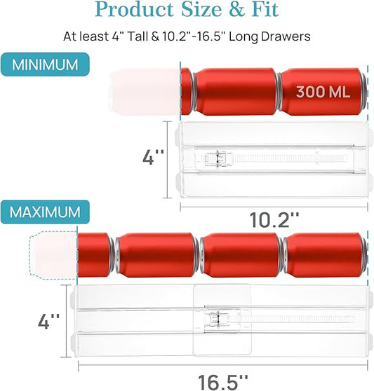 Vtopmart 18 Pack Drawer Dividers for Clothes, 4" High 10.2"-16.5" Adjustable Expandable Dresser Drawer Organizer, Clear Plastic Separators for Dresser, Baby Clothing, Underwear, Cosmetic, Toiletries