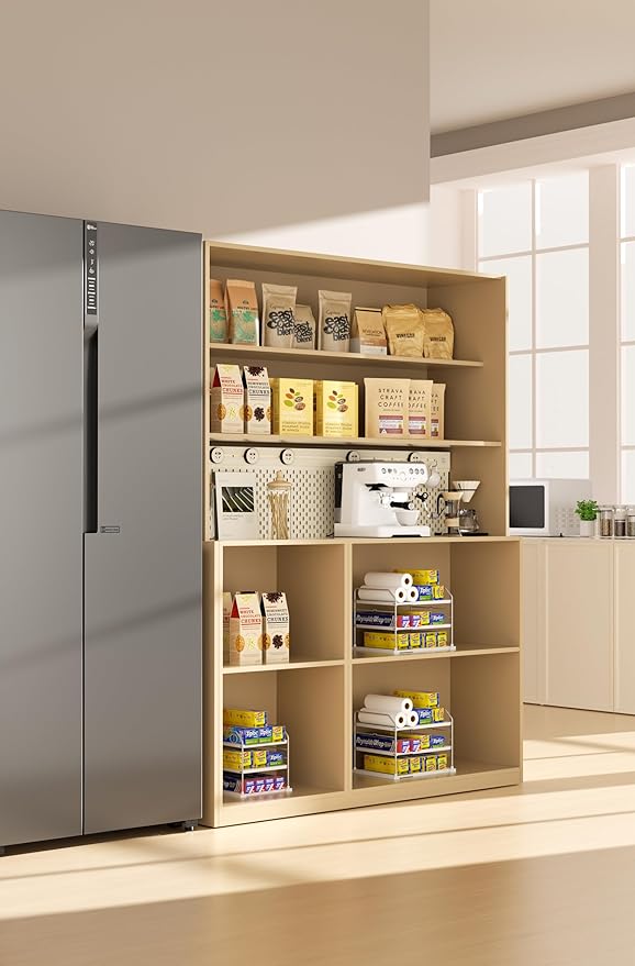 EVERIE Extendable 3-Tier Holder for Heavy Items, Jars, Bottles, Cans, Plastic Bags, Wrap, Foil, Snack and Box for Kitchen,Counter, Cabinets, 11'' to 16.7'' Wide (11“ - 16.7” Wide, Piece, 1)