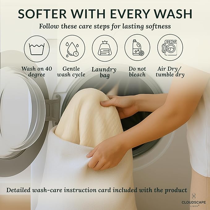 Cloud Scape Linen 8-Layer Muslin Blanket King Size for Adult - 100% Cotton, Breathable and Soft, Perfect Winter Cozy Blanket, Fits up to California King Bed, 92x108, Ivory