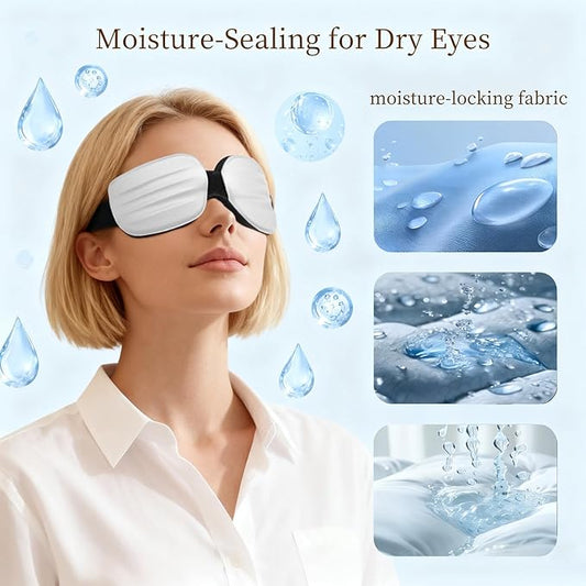 CLOZIA Sleep Mask for Men Women, Adjustable Hydrating Dry Eye Mask, 100% Blocking Eye Masks for Sleep, Soft Comfortable for Travel & Shift Work, Gray