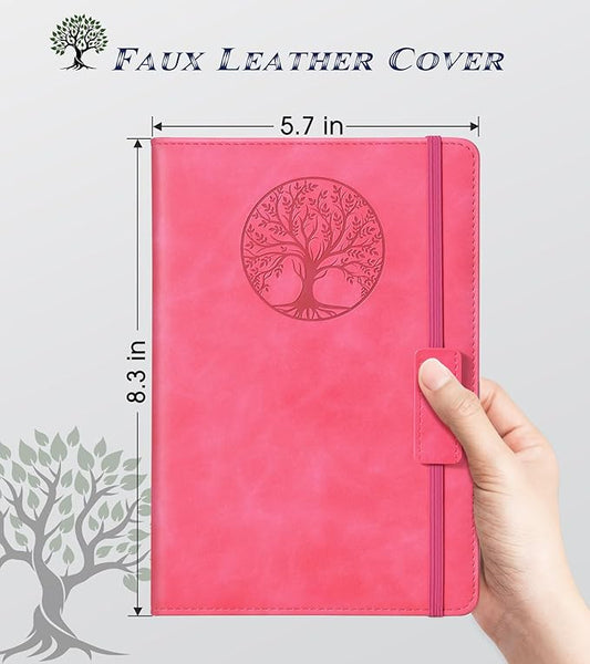 Lined Journal Notebook for Women Men,256 Pages A5 Hardcover Leather Journals for Writing,Travel,Business,Work & School,College Ruled Notebooks for Note Taking,Diary Notepad 5.7"×8.3"(pink)