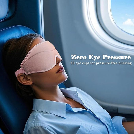 3D Sleep Mask, Breathable 3D Eye Mask for Sleeping, Light Blocking 3D Contoured Eye Cover with Adjustable Strap, 3D Memory Foam Night Blindfold for Men Women(Pink, with 2 Earplugs)