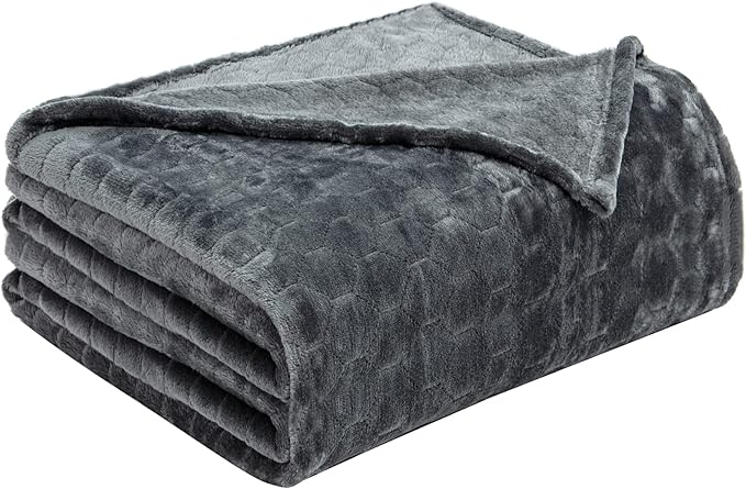 TOONOW Fleece Blanket Fuzzy Plush Throw Blanket Twin Size 60" x 80", Super Soft Fluffy Bed Blanket Geometric Pattern Comfy Microfiber Flannel Blankets for Couch, Bed, Sofa, Dark Grey