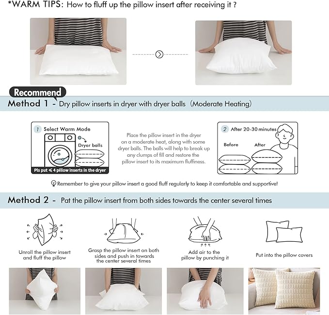 MIULEE 12 x 20 Pillow Inserts (Set of 2) -Decorative Throw Pillows with 100% Cotton Covers Rectangle for Sofa Couch