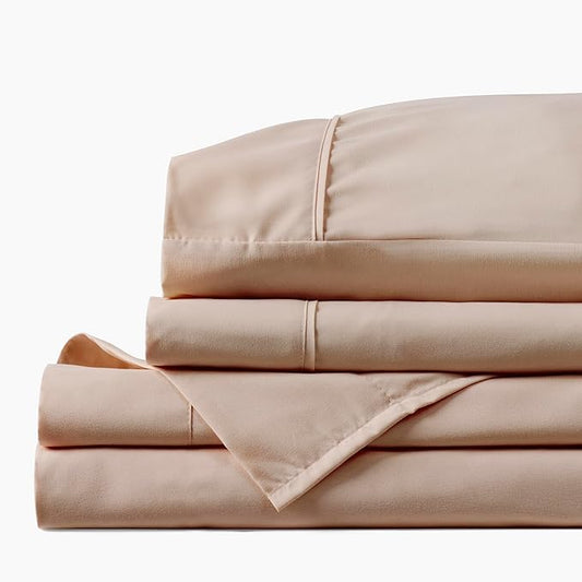 PeachSkinSheets Toasted Marshmallow Sheet Set - 1500tc Level of Softness - Extra Soft Cooling Sheets for Hot Sleepers and Night Sweats - California King Size