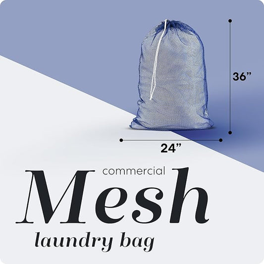 Handy Laundry Mesh XL Laundry Bags - Pack of 2 - Durable, Machine Washable with Secure Drawstring Closure - Perfect for College Dorms, Laundromats, Apartments (Blue, Large 24" x 36", 2-Pack)