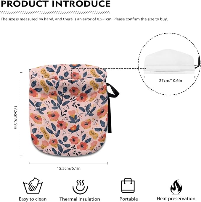 Sweet Rosebud Tea Pot Cozies Insulated Teapot Cover Keep Teapot Coffee Pot Warm Easy to Install and Washable Home Kitchen Decoration Pretty Gift Personalized Design