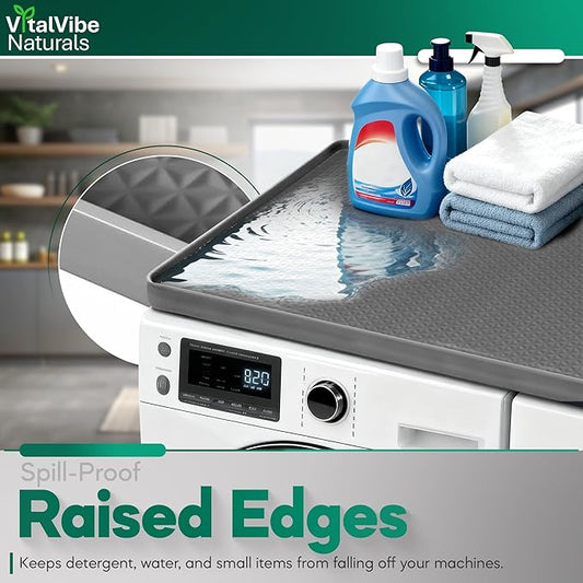 Washer Dryer Countertop Silicone Mat – Non-Slip Rubber Protector for Top of Washer & Dryer, Waterproof Anti-Scratch Laundry Machine Cover (54” x 27.5”)