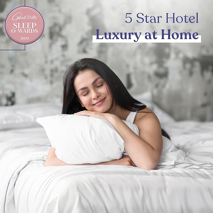 FluffCo Zen Fluff Pillows - Down Alternative - King Bed Pillow for Sleeping Made in USA - Luxury Hotel-Quality Pillow - 100% Cotton, 300 Thread Count (Soft King Size 1 Pack)