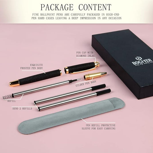 Rollerball Liquid Ink Pens,Best Luxury Ball Pen Gift Set for Men and Women,Black Ink Fancy Pen Refillable for Executive Office,Professional,pretty pens,cool pens,Nice cute Designer Pens(Black)