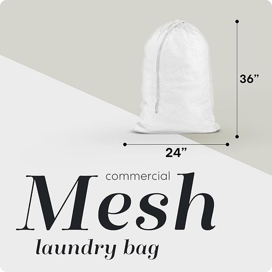 Handy Laundry Mesh XL Laundry Bags - Durable, Machine Washable with Secure Drawstring Closure - Perfect for College Dorms, Laundromats, Apartments (White, 2-Pack)