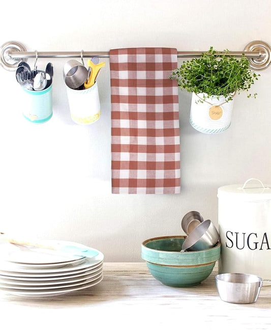 Urban Villa Cloth Napkins Set of 12 20x20 Inches 100% Cotton Napkins Cloth Washable Durable Reusable Absorbent Table Dinner Napkins Cloth for Hotel Lunch Restaurant Weddings Parties -Rust White