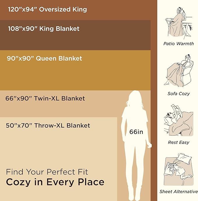 Bedsure GentleSoft 100% Cotton Blanket King Size for Bed - Breathable and Lightweight, Soft Cozy Textured Herringbone Woven Blanket for Summer, Tan, 108x90 inches