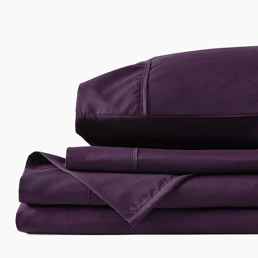 PeachSkinSheets Eggplant Sheet Set - 1500tc Level of Softness - Extra Soft Cooling Sheets for Hot Sleepers and Night Sweats - Full Size