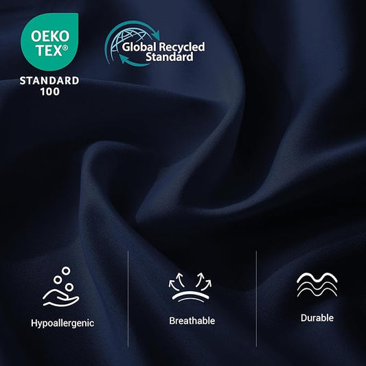 Bulk King Flat Sheets Only, 6 Pack Quick Sort Top Bed Sheet, Color-Coded Label Threads, Wrinkle-Free Shrinkage Durable Microfiber Hotel Motel Airb&bs Essentials for Hosts (105"x102",Navy Blue)