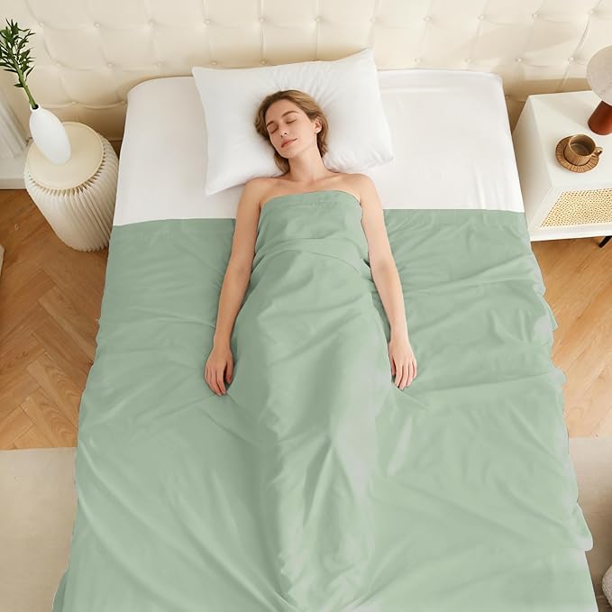 Queen Flat Sheet Only, 1 Pack Top Bed Sheets, Soft Breathable Brushed Microfiber Color-Coded Label Threads, (90"x102",Sage Green)