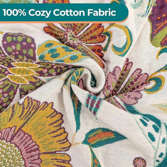 STASOPTK Cotton Throw Bed Blanket 90''x98'', Soft Lightweight Breathable Muslin Blanket for Couch, Bed, Travel, Picnics, All Season Gauze Blanket, Home Decor