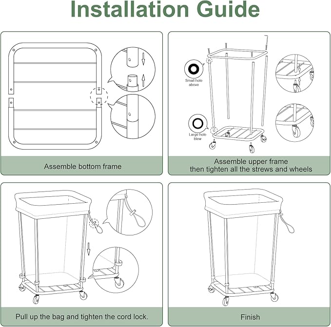 2PK Laundry Hamper with Wheels, Rolling Laundry Basket with Wheels Laundry Sorter Cart, Narrow Slim Clothes Hamper Organizer with Sturdy Metal Frame