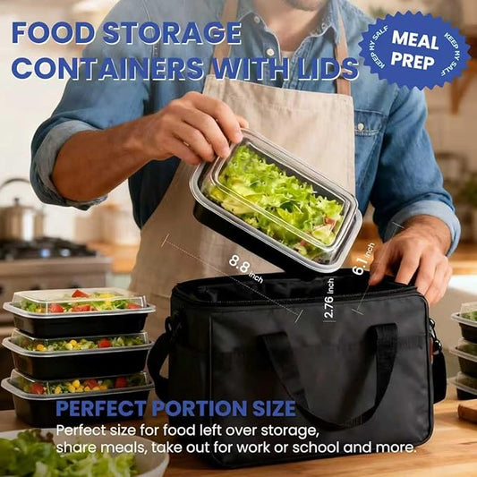 Eco Maicoco 38oz Meal Prep Containers 15 Pack, BPA Free Food Storage Containers with Lids Reusable Stackable, Microwave/Dishwasher/Freezer Safe To Go Food Containers