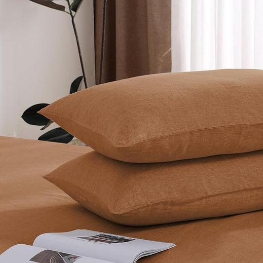 100% French Linen Pillowcase Set of 2, Breathable Envelope Closure Soft Linen Pillow Cover,Soft Luxury Hotel & Home Use, Gift