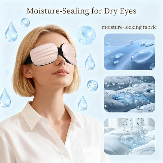 CLOZIA Sleep Mask for Men Women, Adjustable Hydrating Dry Eye Mask, 100% Blocking Eye Masks for Sleep, Soft Comfortable for Travel & Shift Work, Pink