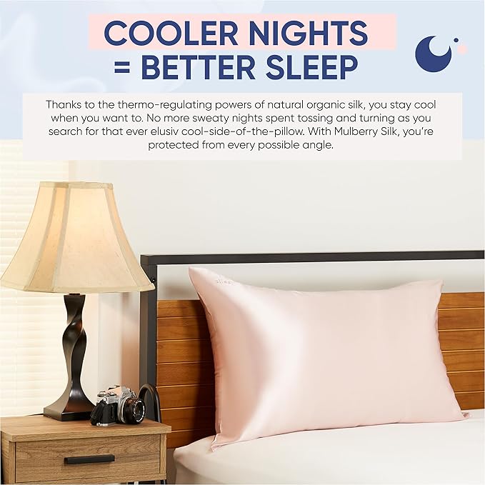 Blissy Silk Pillowcase - 100% Pure Mulberry Silk - 22 Momme 6A High-Grade Fibers - Silk Pillow Cover for Hair & Skin - Regular, Queen & King (Pink, King)