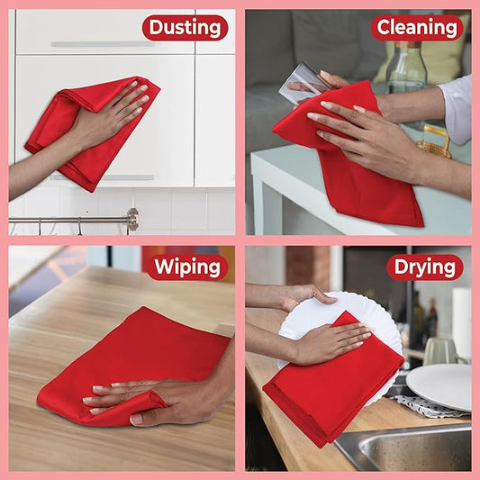Urban Villa Kitchen Towel100% Cotton Red Color Dish Towels for Kitchen Size 20x30 inches(Set of 6) Highly Absorbent Multiuse Dish Cloths with Hanging Loop Quick Drying Soft Premium Hand &Tea Towels