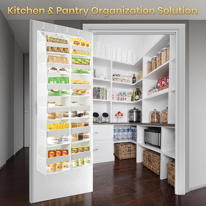 HOMELUX THEORY UPGRADED 6 Tiers Over The Door Organizer Hanging - 100D EXTRA THICK & 50lbs HUGE CAPACITY, 12 Side Mesh Pockets Over The Door Shoe Organizer, Hanging Closet Organizer (Light Gray, XL)