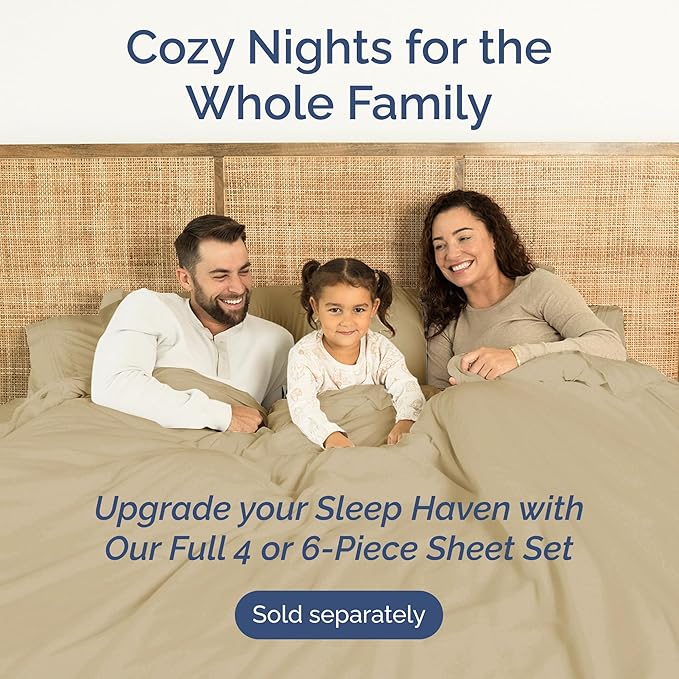 Full Size Flat Sheet - Hotel Quality Top Flat Bed Sheet Only - Ultra-Soft, Comfy, Breathable & Cooling - Fade & Wrinkle Free - Easy-Care, Stain & Shrink Resistant Bedding - Easy-Fit & Oeko-Tex - Beige